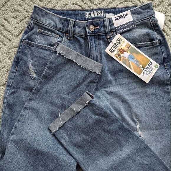 REWASH MOM jeans super high rise distressed raw hem size 28 G2 - Picture 7 of 11